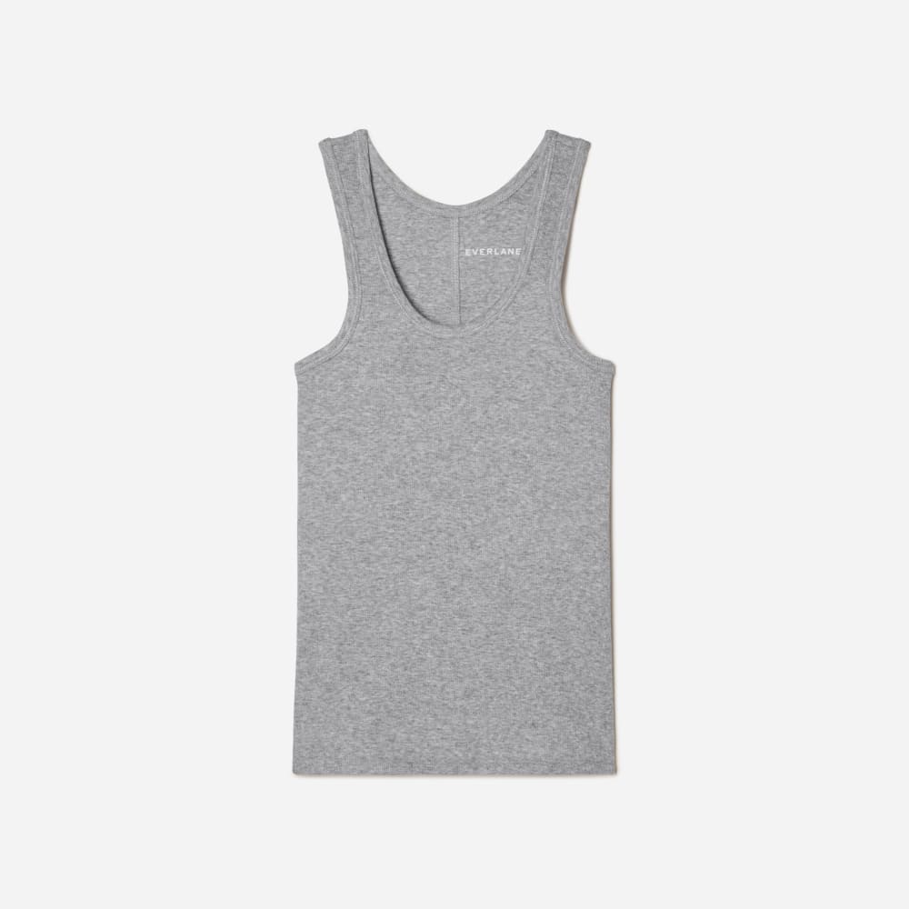 The Pima Micro-Rib U-neck Tank | Heathered Grey