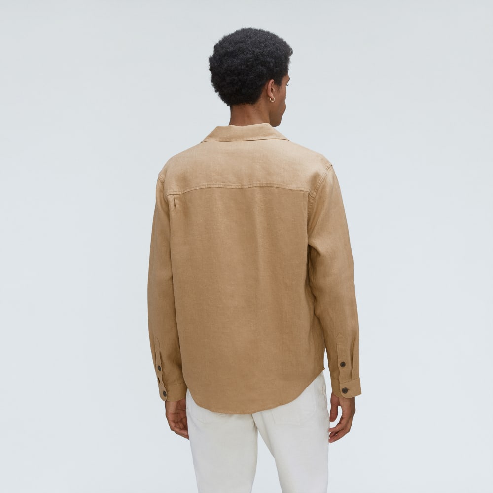 The Long Sleeve Linen Camp Shirt | Iced Coffee - Image 3
