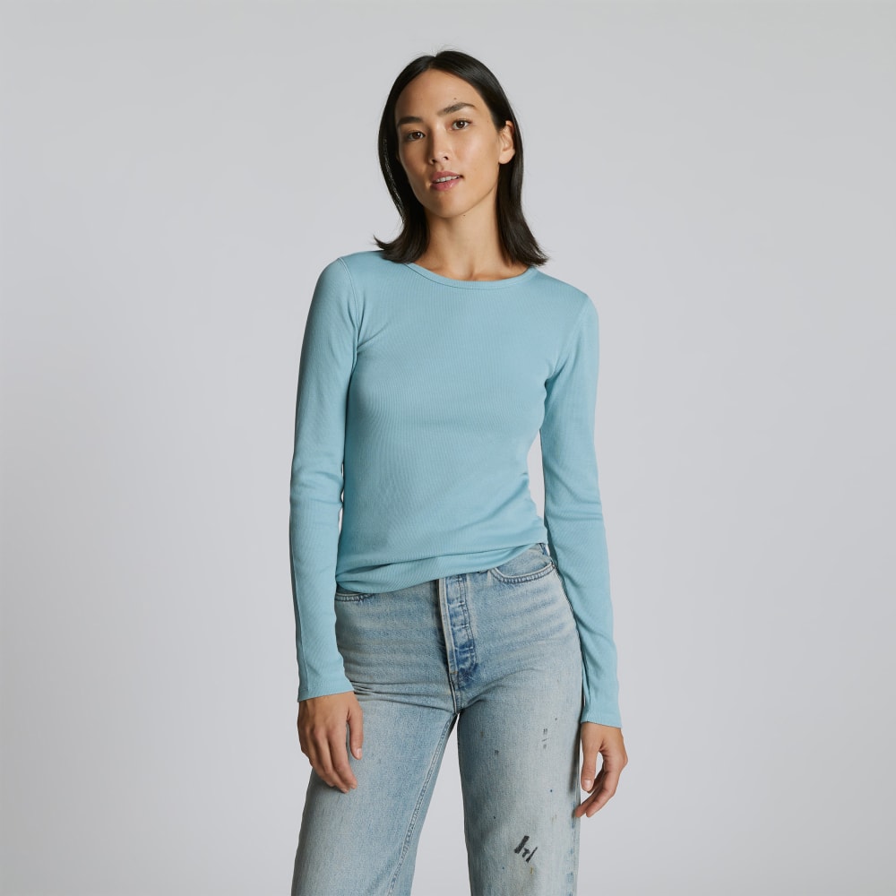 The Luxe Rib Long-Sleeve Crew | Blue Shadow