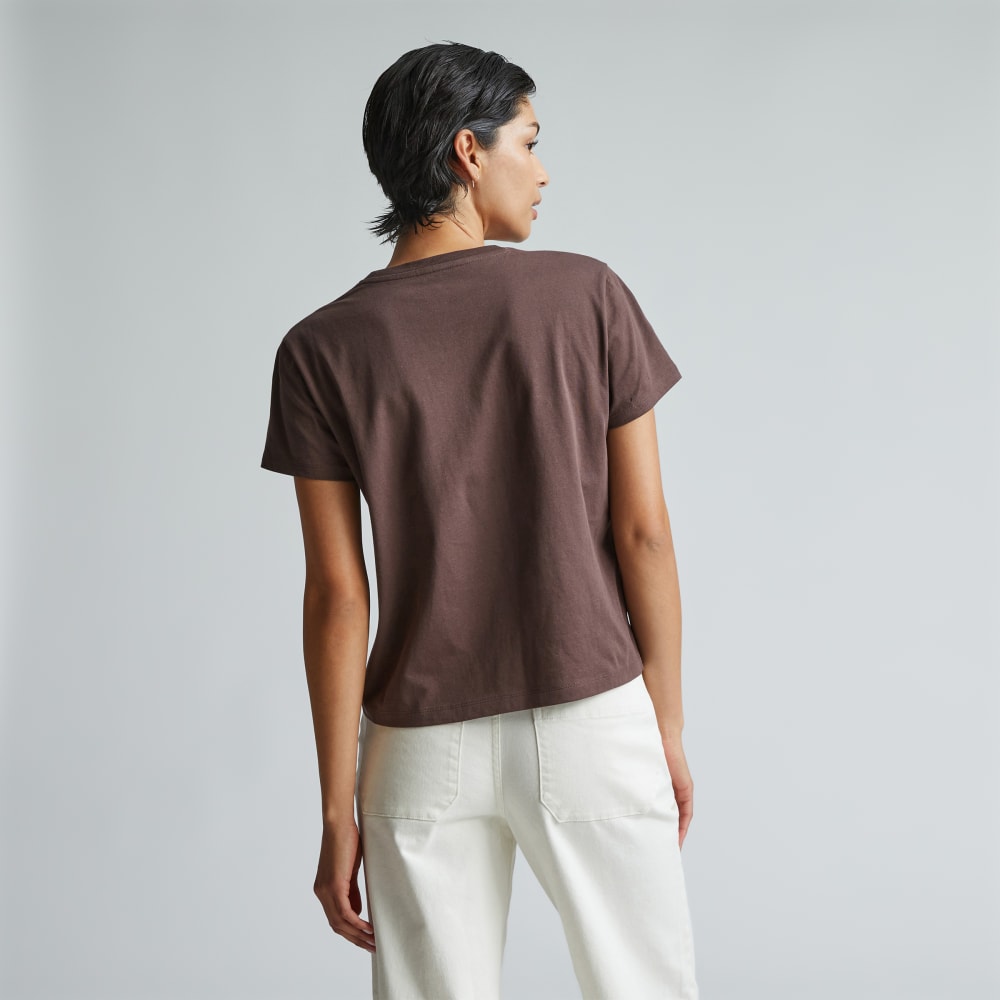 The Box-Cut Tee in Essential Cotton | Chocolate Brown | No Pocket - Image 3