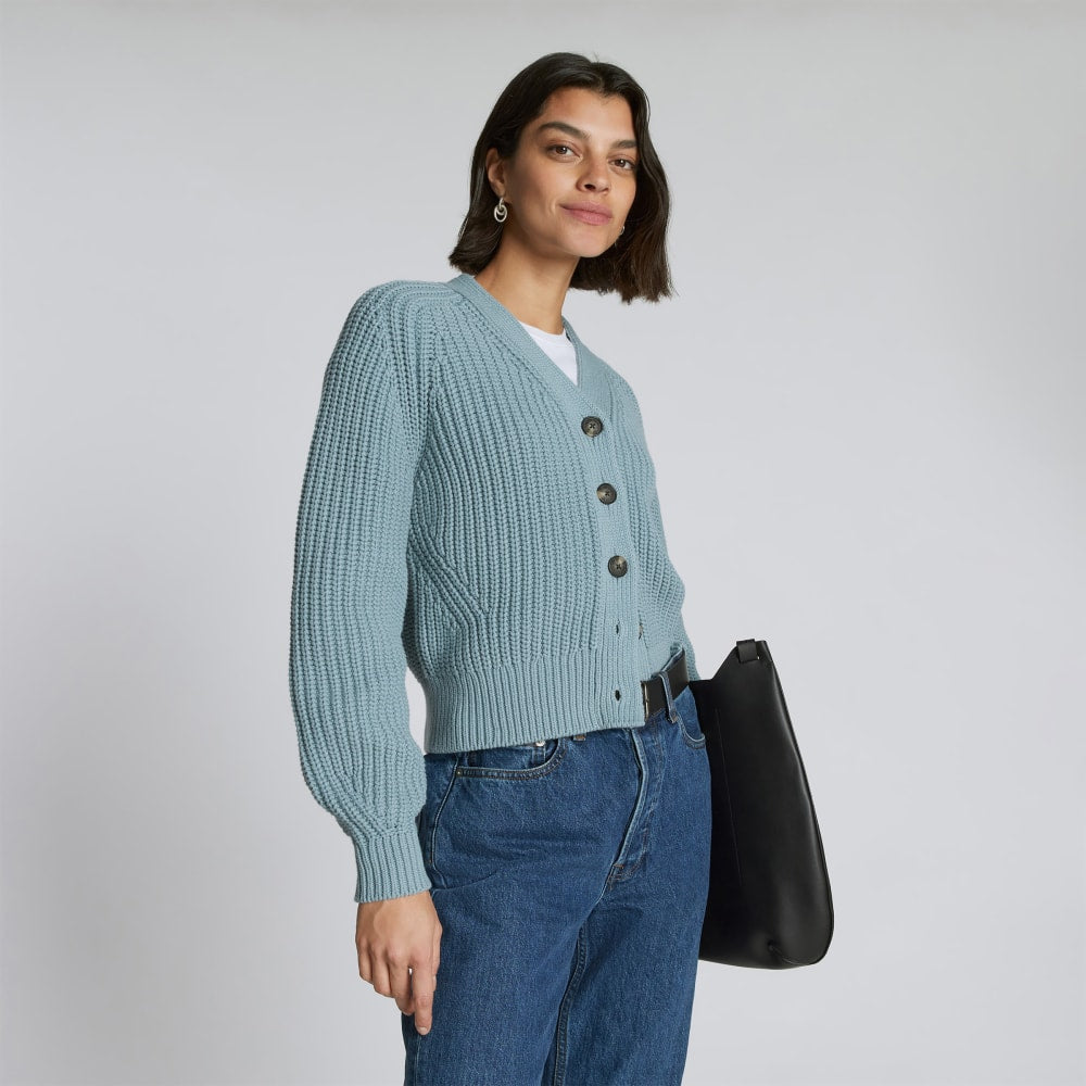 The Texture Cotton Cardigan | Blue Shadow - Image 4