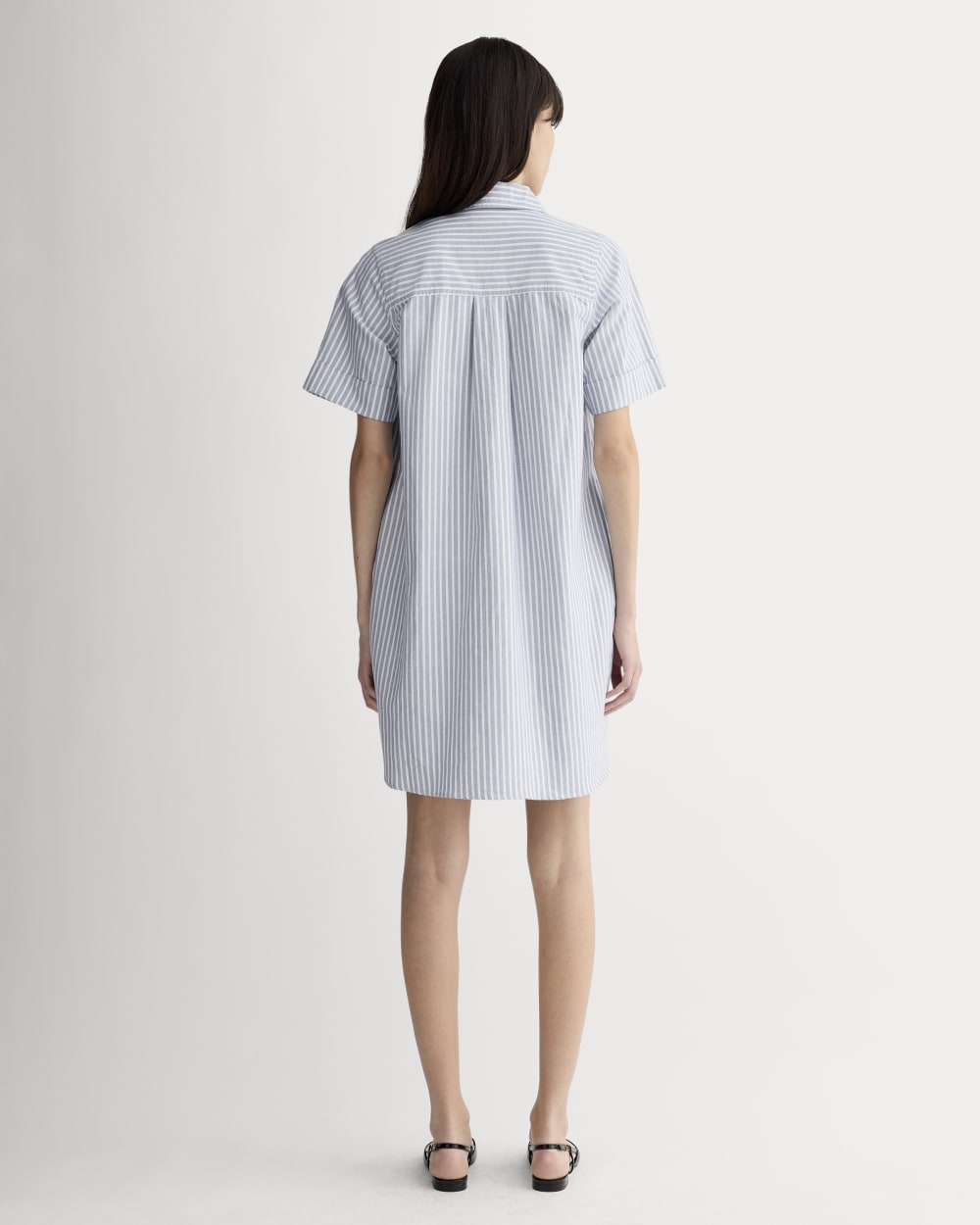 The Oxford Short-Sleeve Shirt Dress | Bone / Mazarine Blue - Image 3