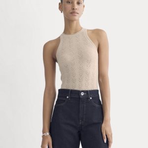 The Pointelle Racerback Tank in Ultrafine Merino | Pale Blush