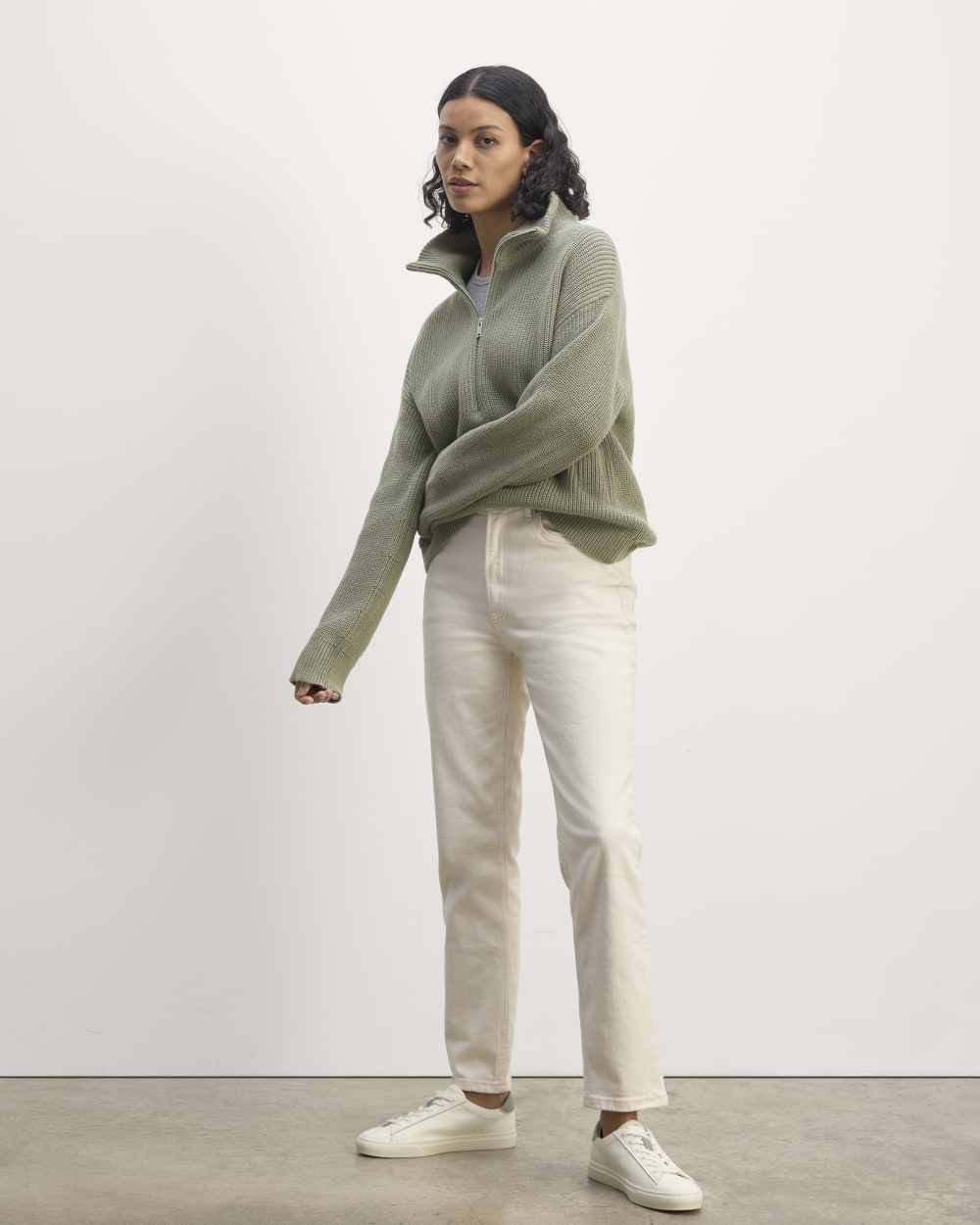 The Half-Zip in Everyday Cotton | Sage Green - Image 3