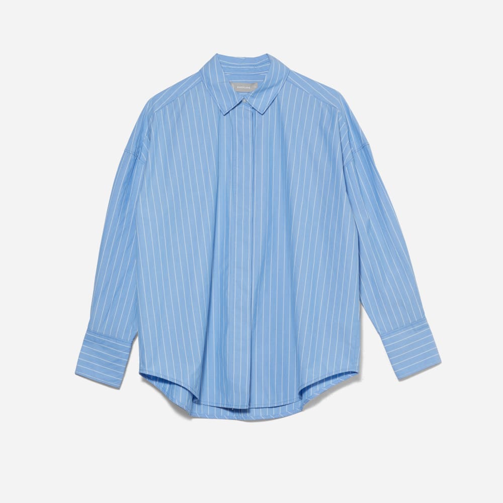 The Oversized Poplin Shirt | Powder Blue / White