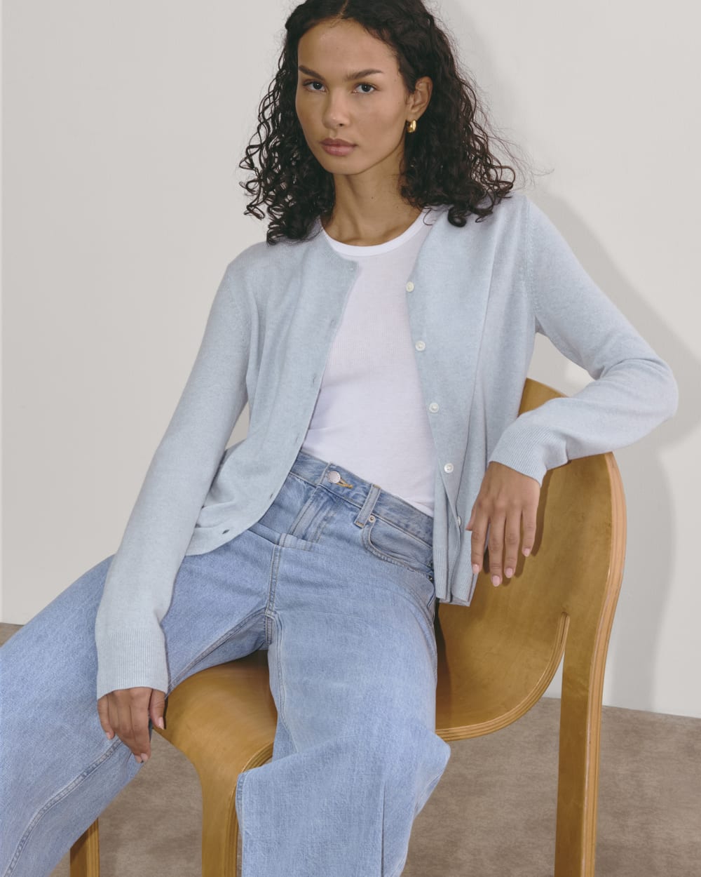 The Classic Cardigan in Cashmere | Sky Blue - Image 4