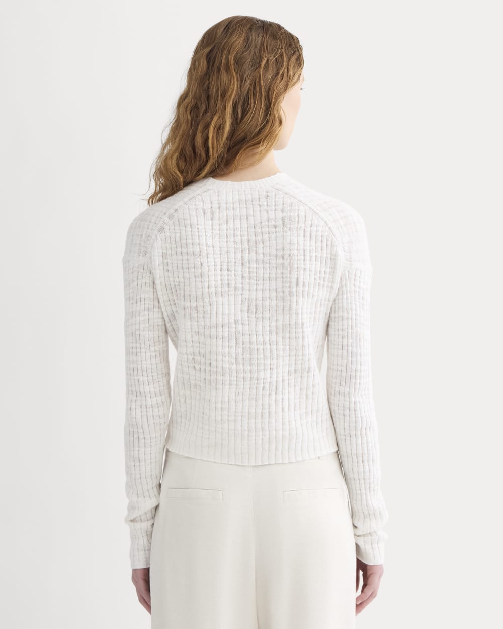 The Ribbed Cardigan in Cotton Linen | White - Image 5