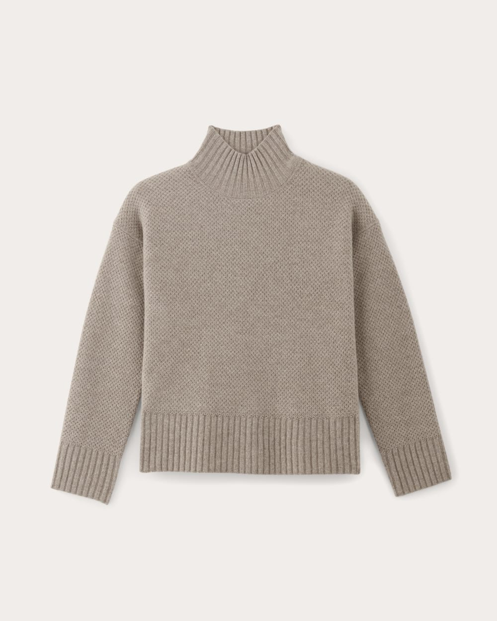 The Honeycomb Funnel Neck in Wool Cashmere | Oatmeal - Image 2