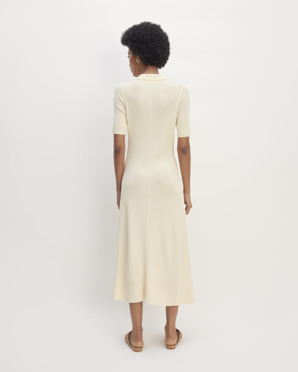 The Viscose Knit Polo Midi Dress | Beige - Image 6