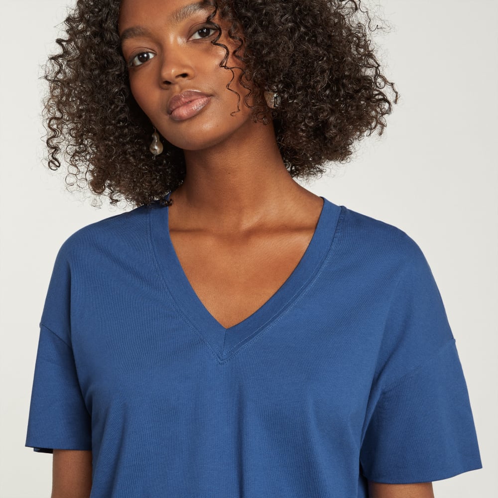 The Organic Cotton Slouchy V-Neck | Deep Blue - Image 5