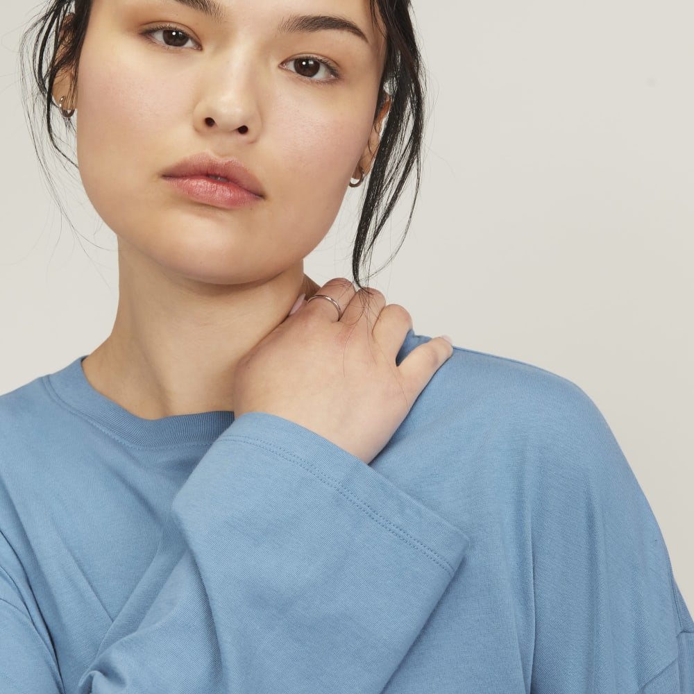 The Organic Cotton Relaxed Long Sleeve Tee | Heritage Blue - Image 3