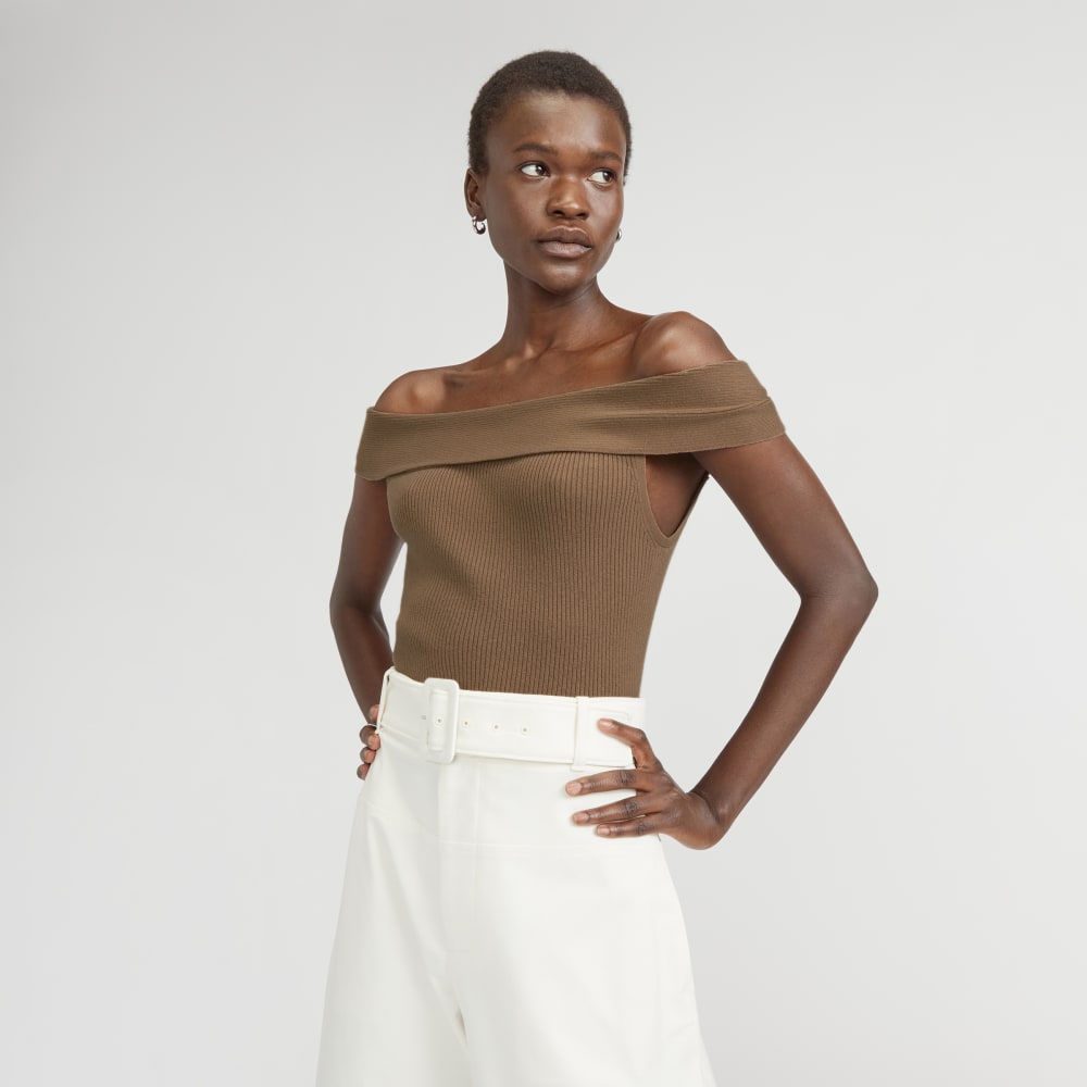 The Ribbed Cotton Off-The-Shoulder Top | Toasted Coconut