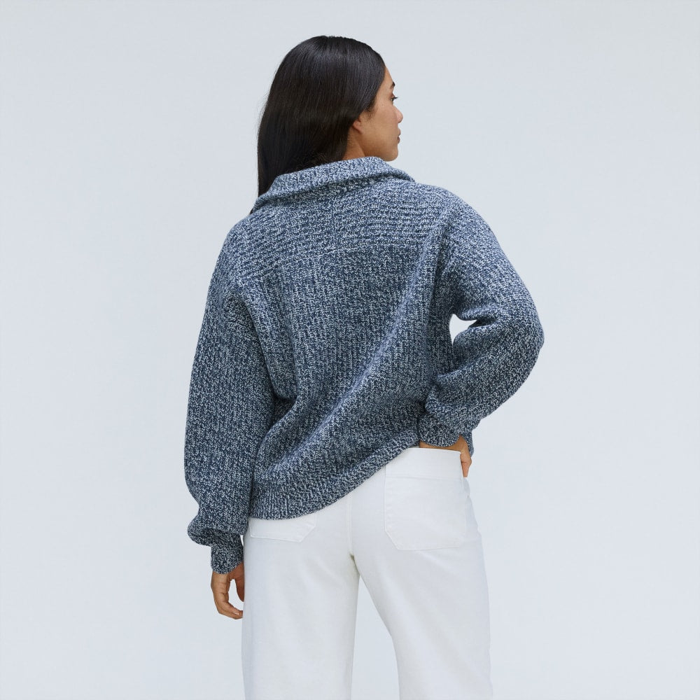 The Half-Zip Sweater in Luxe Merino | Dark Mallard / Oat Twist - Image 3
