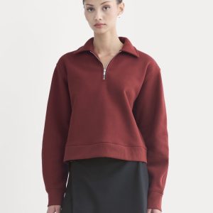 Luxe Fleece Zip Polo | Merlot