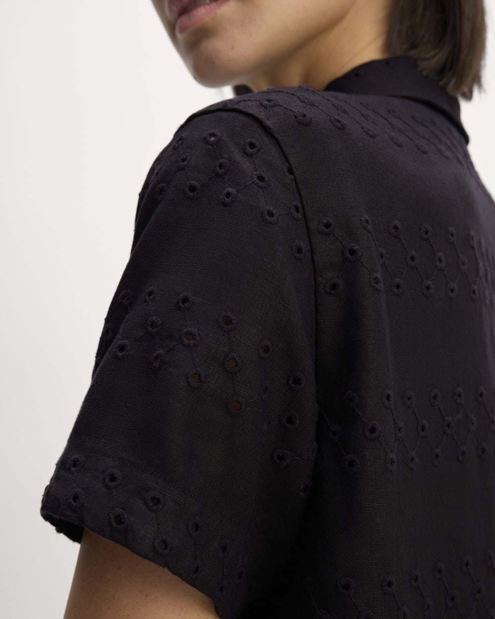 The Linen Eyelet Shirtdress | Black Eyelet - Image 5