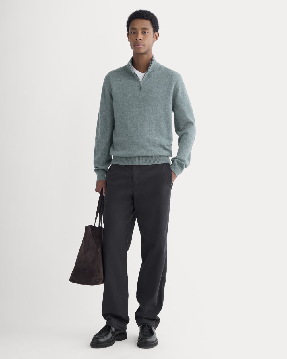 Cashmere Quarter Zip Sweater | Denim Blue - Image 3