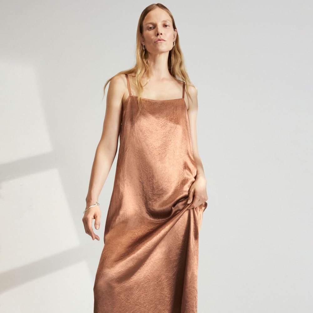 The Satin Square-Neck Slip Dress | Carob Brown - Image 5