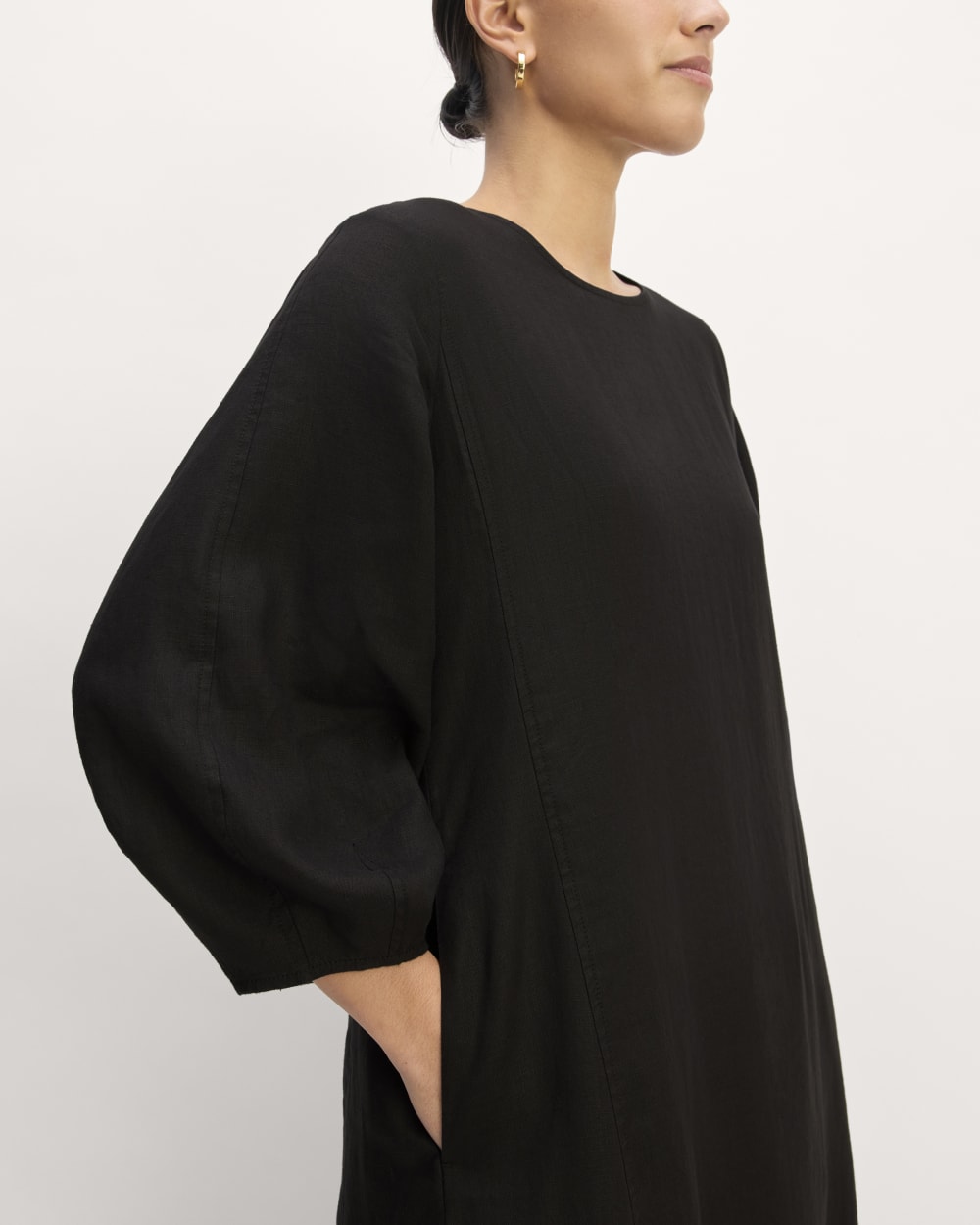 The Linen A-Line Midi Dress | Black - Image 4