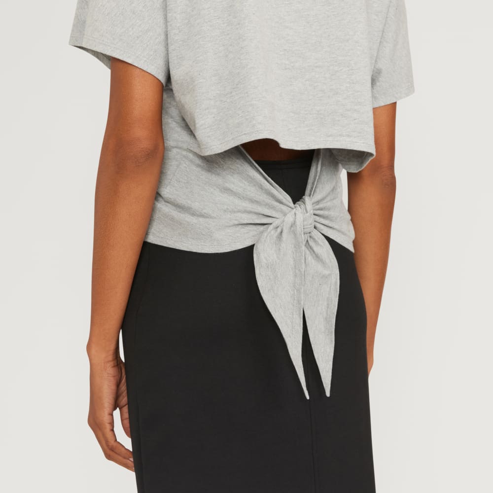 The Organic Cotton Tie Back Tee | Heather Grey - Image 4