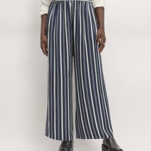 The Satin Pull-On Pant | Navy / Bone