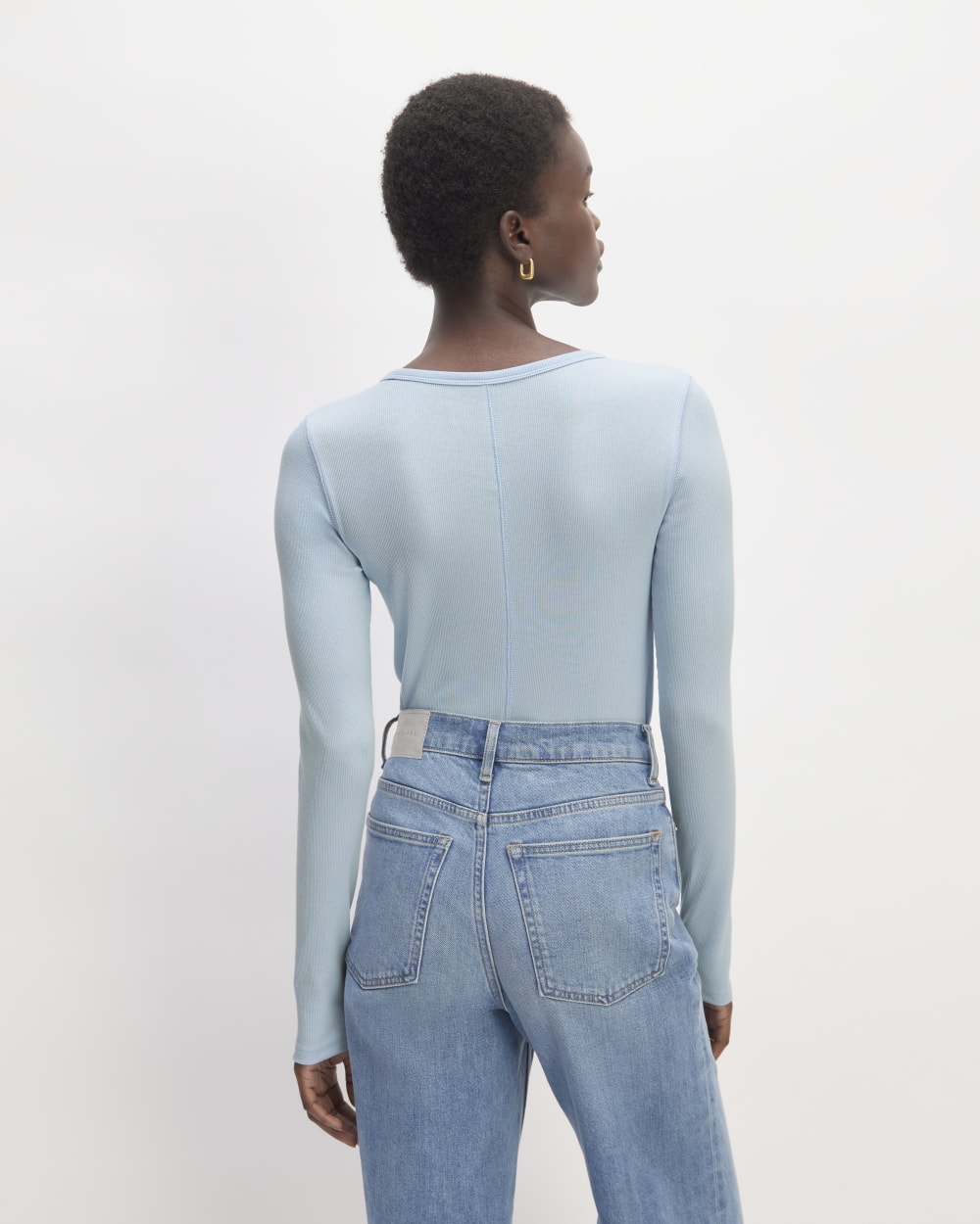 The Luxe Rib Long-Sleeve Crew | Chambray Blue - Image 4