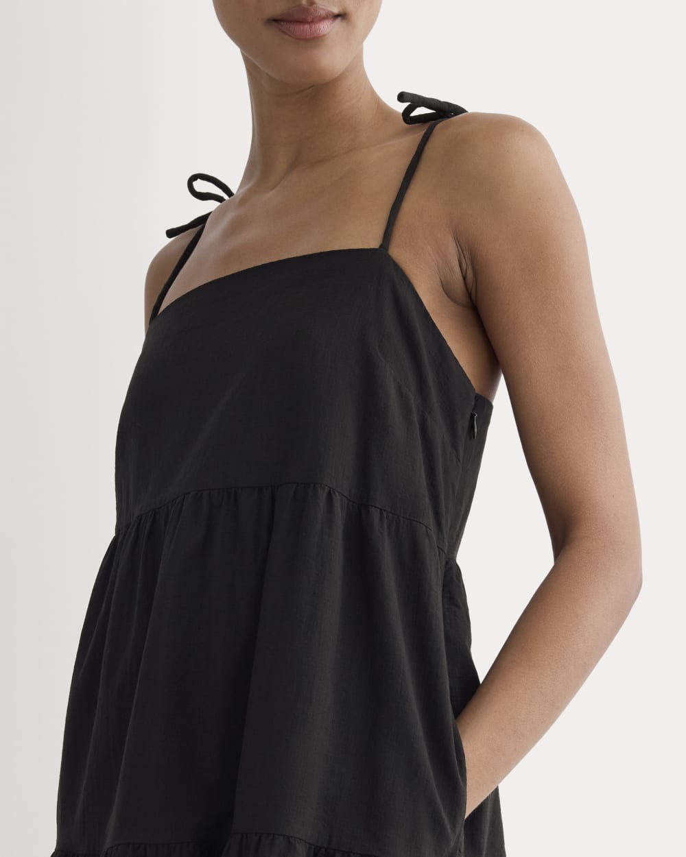 The Gauze Mini Tiered Dress | Black - Image 3
