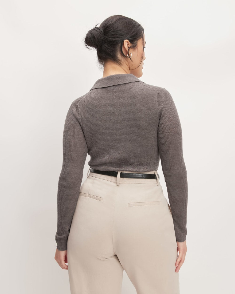 The Polo in Ultrasoft Merino | Heather Cocoa - Image 6