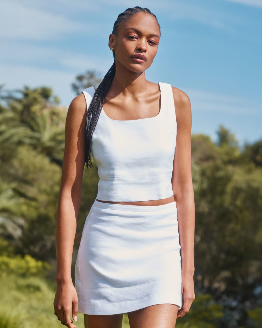 The Square Tank in Stretch Linen | White - Image 7