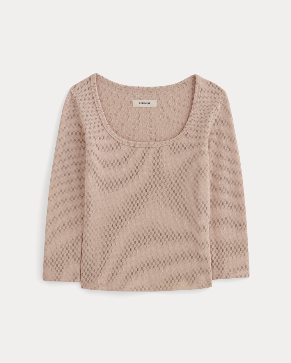 The Pointelle Scoop-Neck Top | Rose Smoke - Image 2