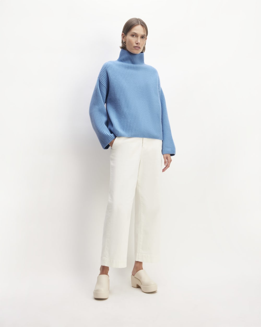 The Felted Merino Funnel-Neck Pullover | Heritage Blue - Image 3