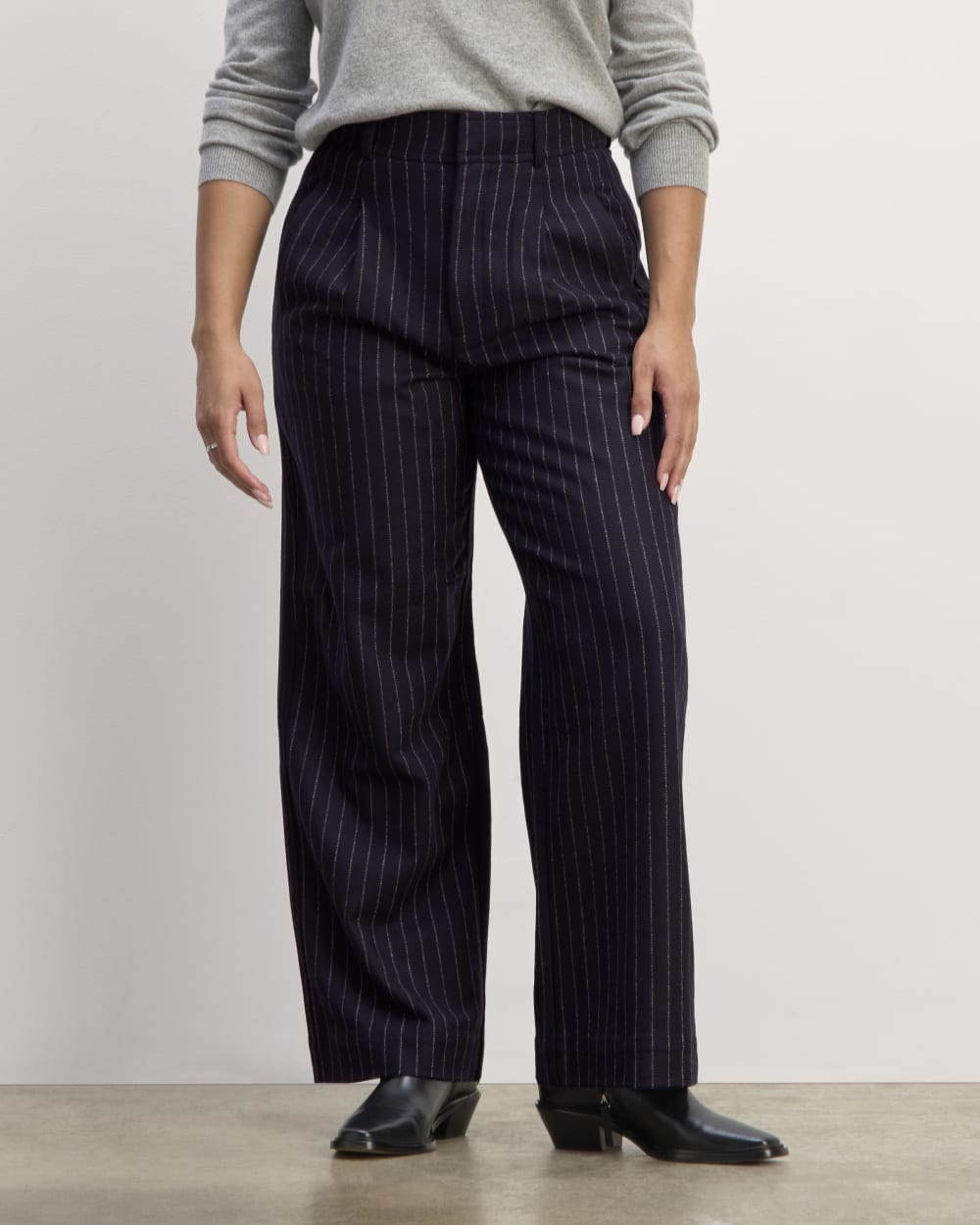 The Draper Pant in Wool | Navy / White - Image 3