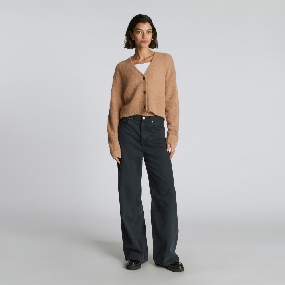 The Alpaca V-Neck Cropped Cardigan | Warm Taupe - Image 5