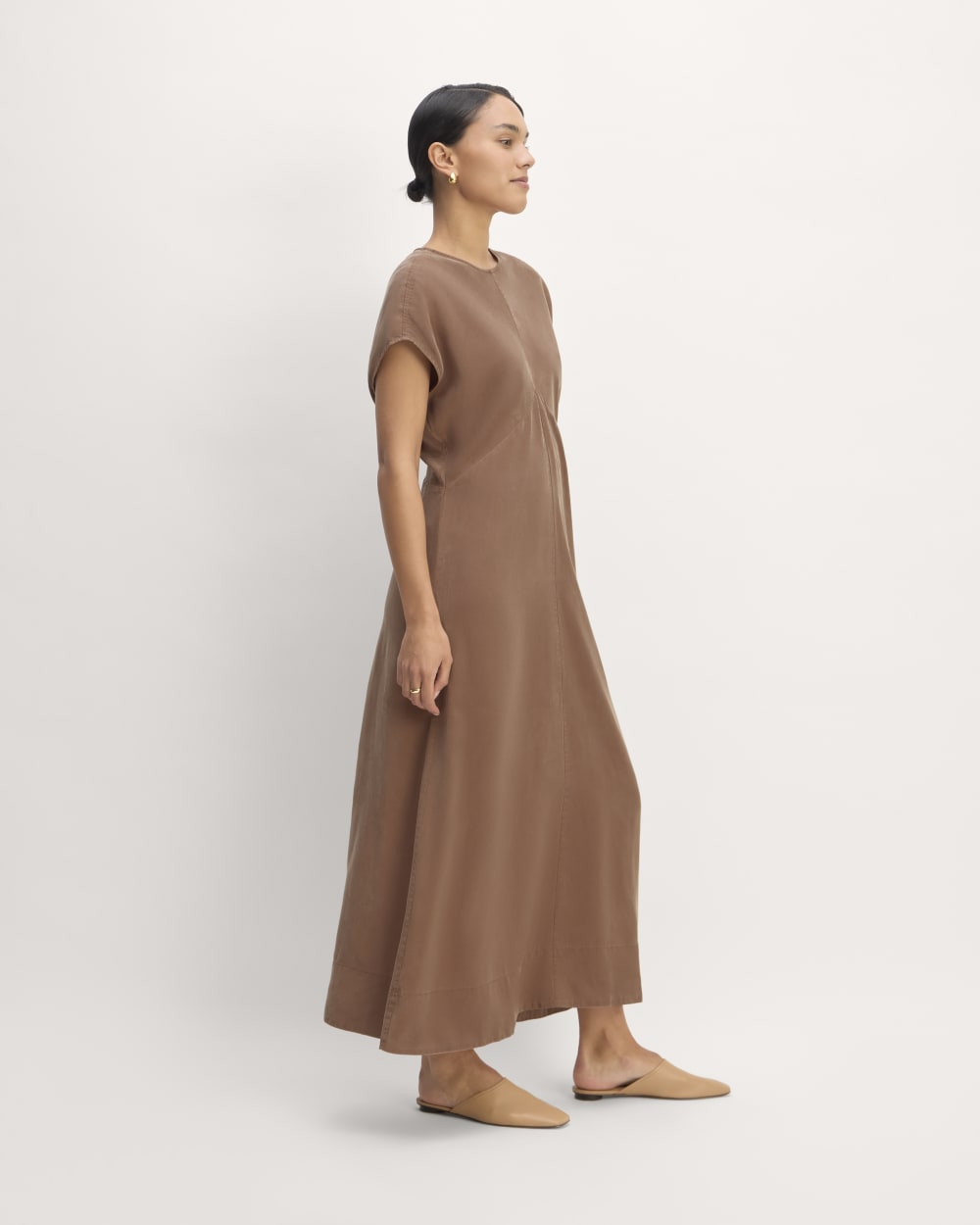 The TENCEL? Short-Sleeve Midi Dress | Carob Brown - Image 3