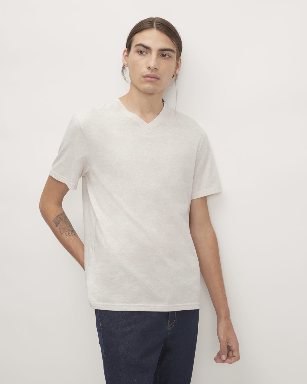 The Essential Organic V-Neck Tee | Heathered Oat