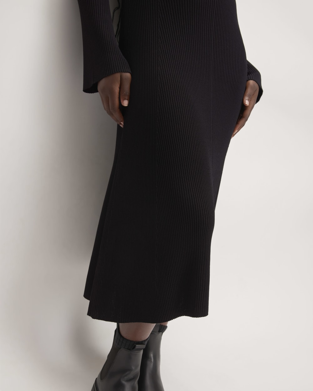 The Ribbed Mock Neck Midi Dress | Black - Image 5