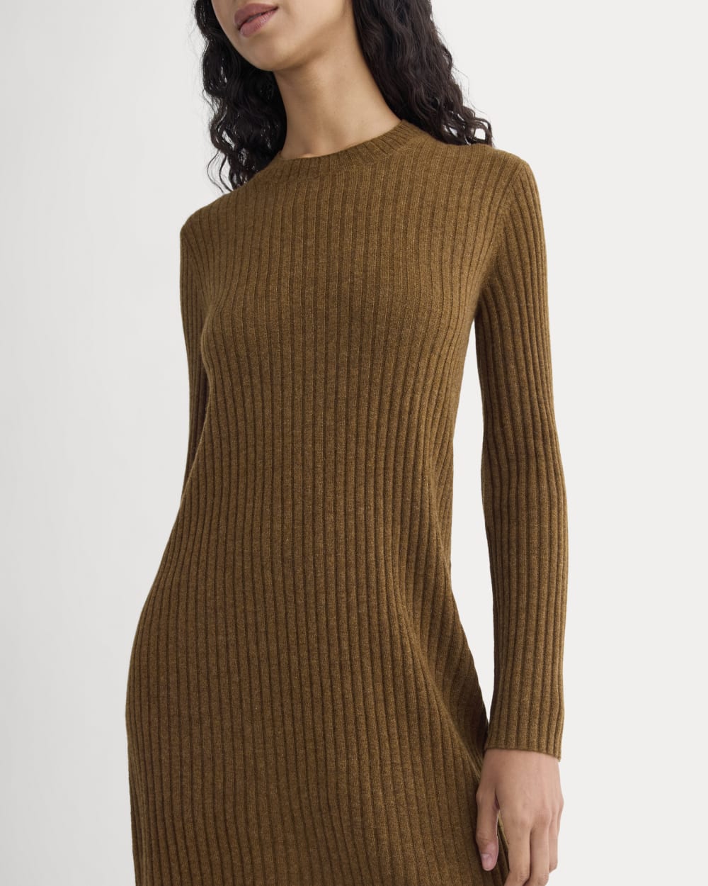 Cashmere Long-Sleeve Mini Dress | Heathered Toffee - Image 3