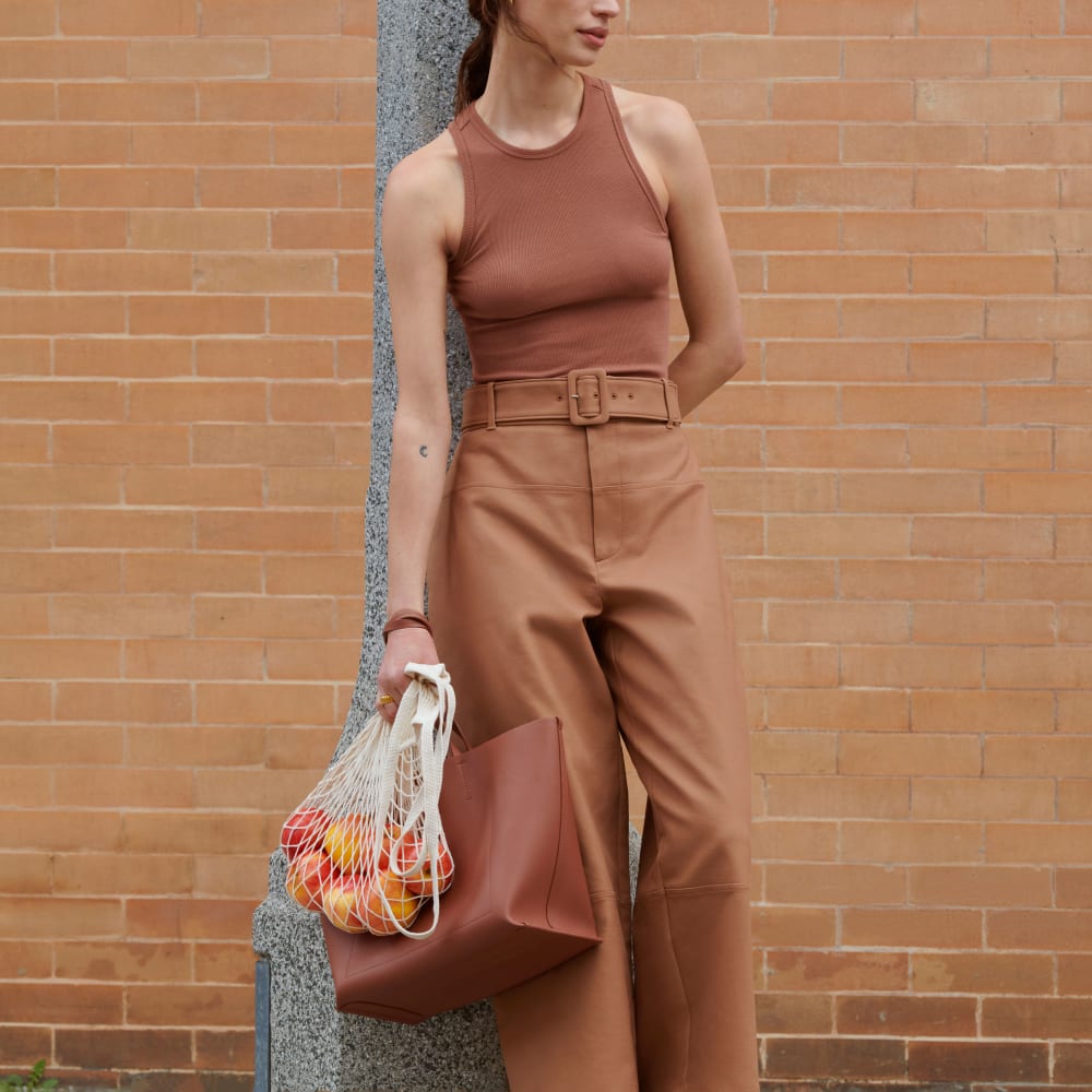 The Structured Cotton Belted Pant | Toasted Coconut - Image 8