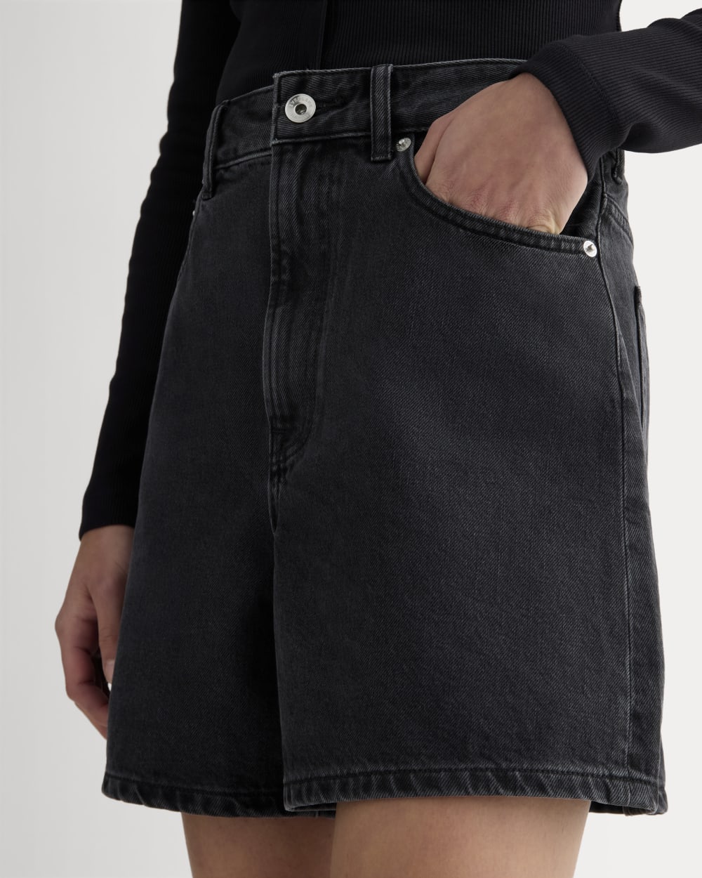 The A-Line Denim Short | Washed Black - Image 4