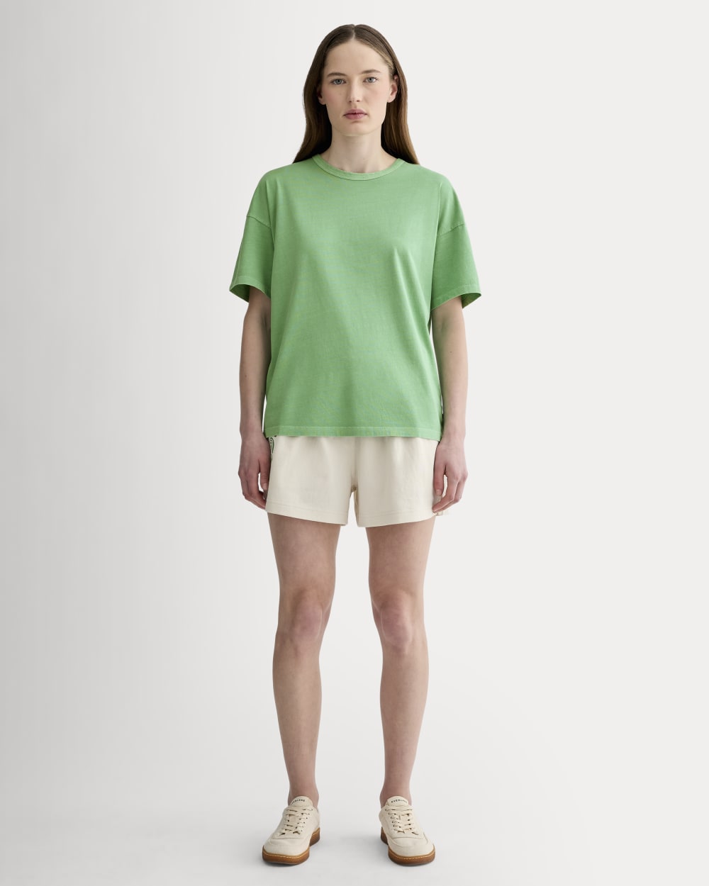 The Boyfriend Tee in Essential Cotton | Green Garment Dye - Image 3
