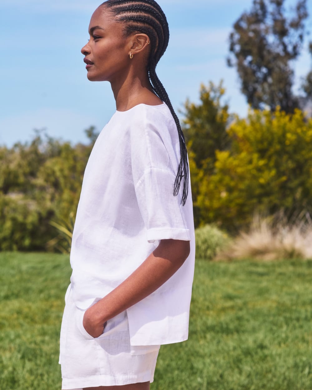 The Drawstring Boxer Short in Linen | White - Image 8