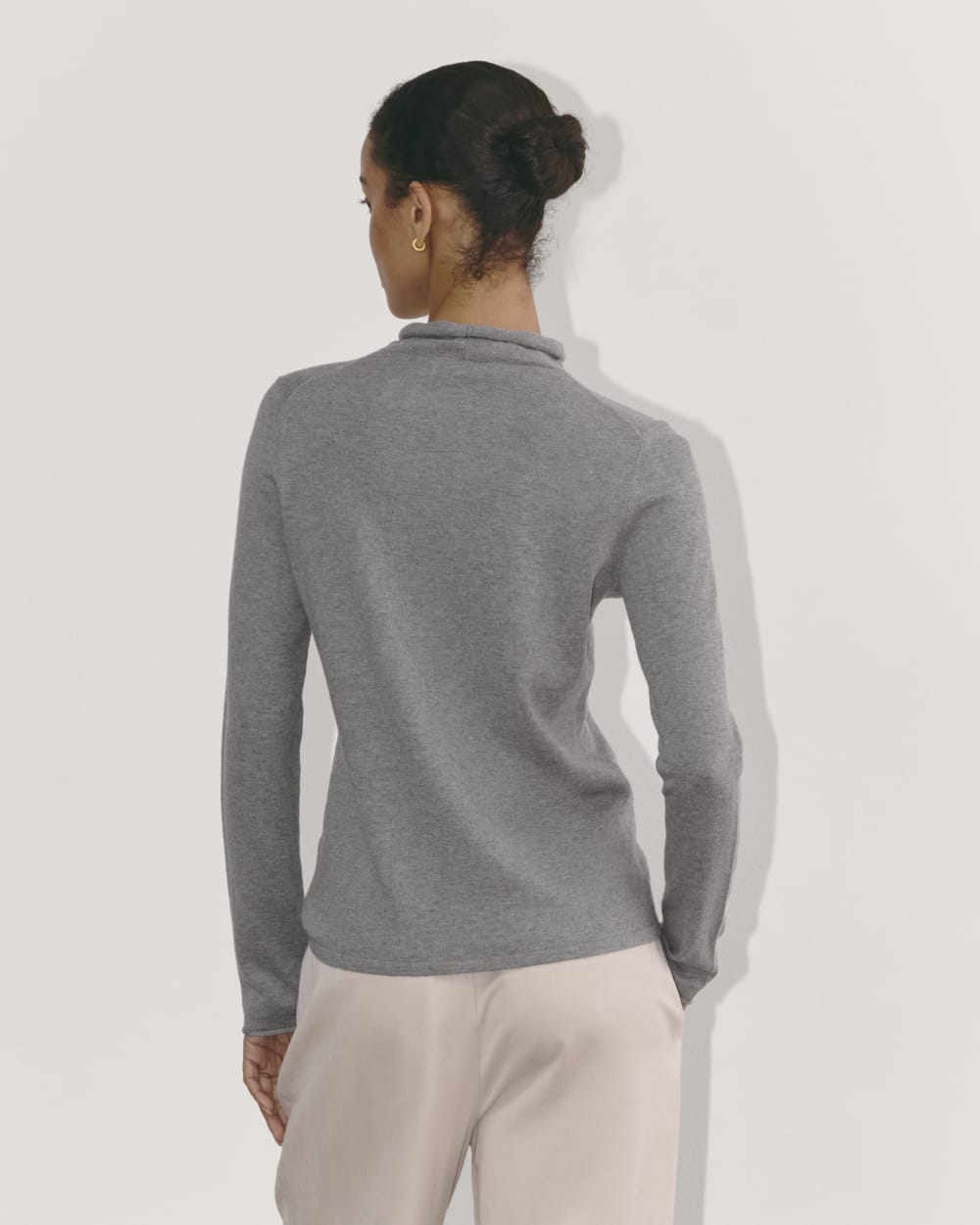 The Funnel Neck in Cotton Cashmere | Heather Charcoal - Image 5