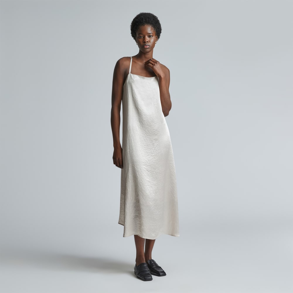The Satin Square-Neck Slip Dress | Cream