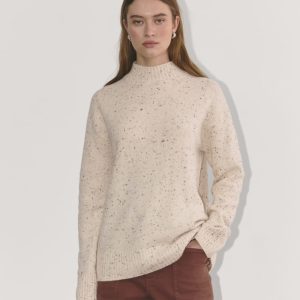 The Mockneck Sweater in Plush Cotton | Cream Confetti