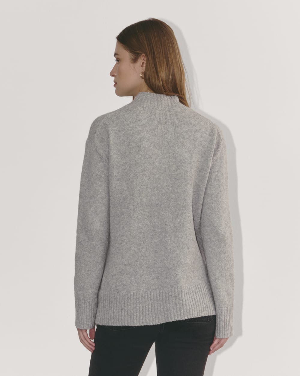 The Mockneck Sweater in Plush Cotton | Heathered Grey - Image 5