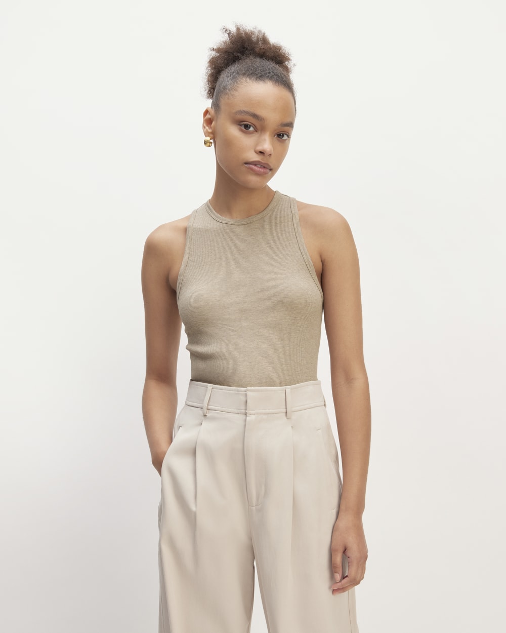 The Luxe Rib Racerback Tank | Heathered Tan
