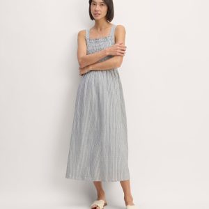 The Gauze Smock Dress | White / Black