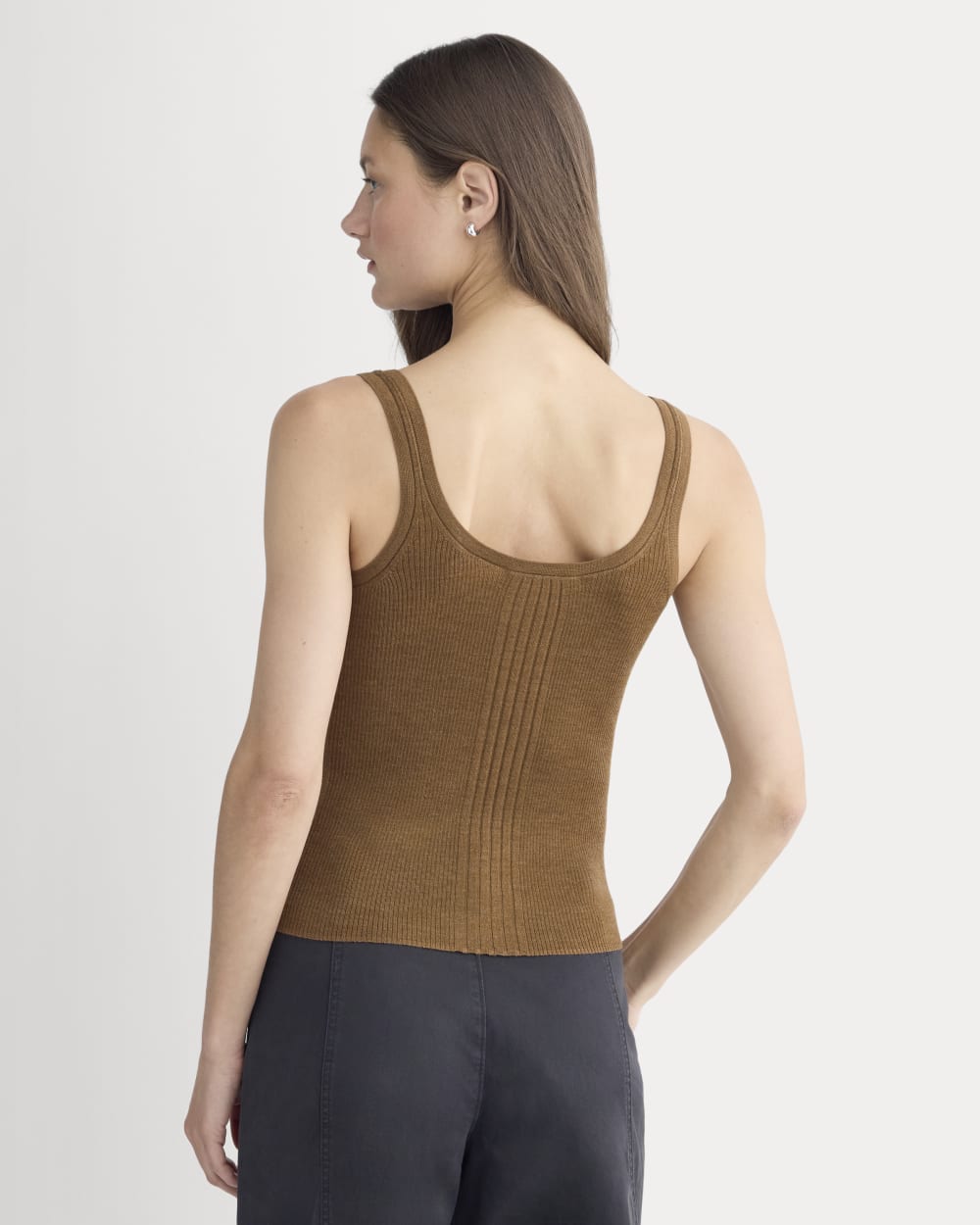 The Light Ribbed Cami in Ultrasoft Merino | Heathered Toffee - Image 5