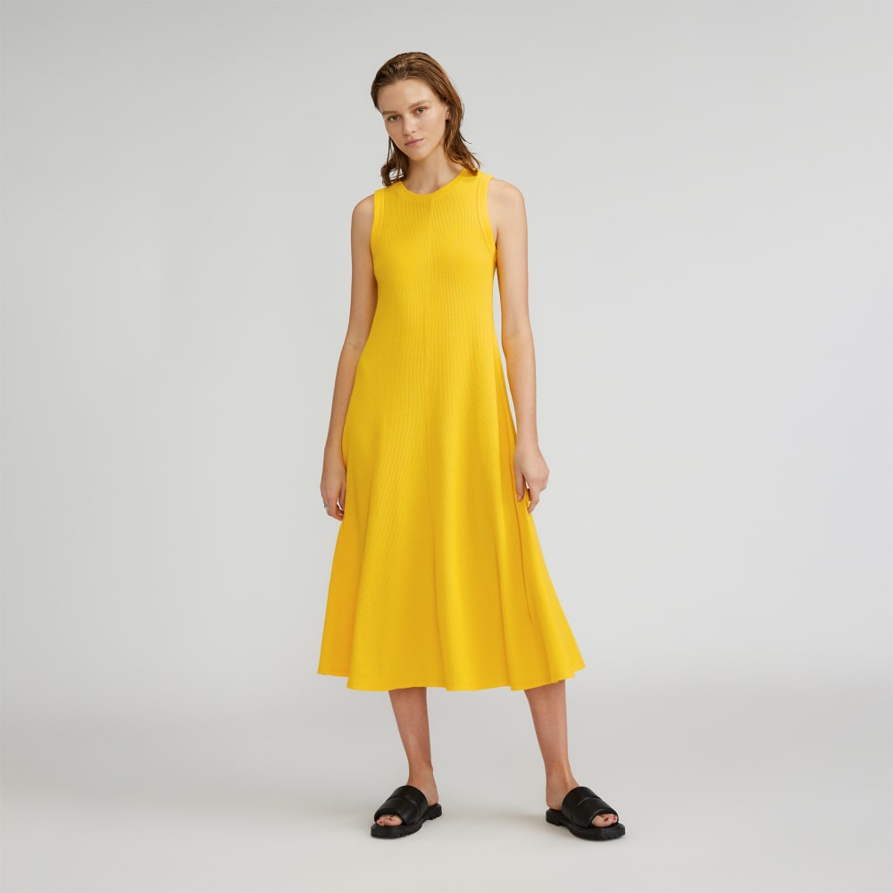 The Organic Cotton Waffle Tank Dress | High Visibility Yellow