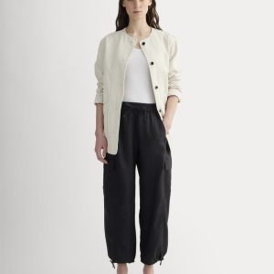 The Cargo Curve Pant in Linen | Black