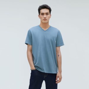 The Organic Cotton V-Neck Tee | Greyish Blue